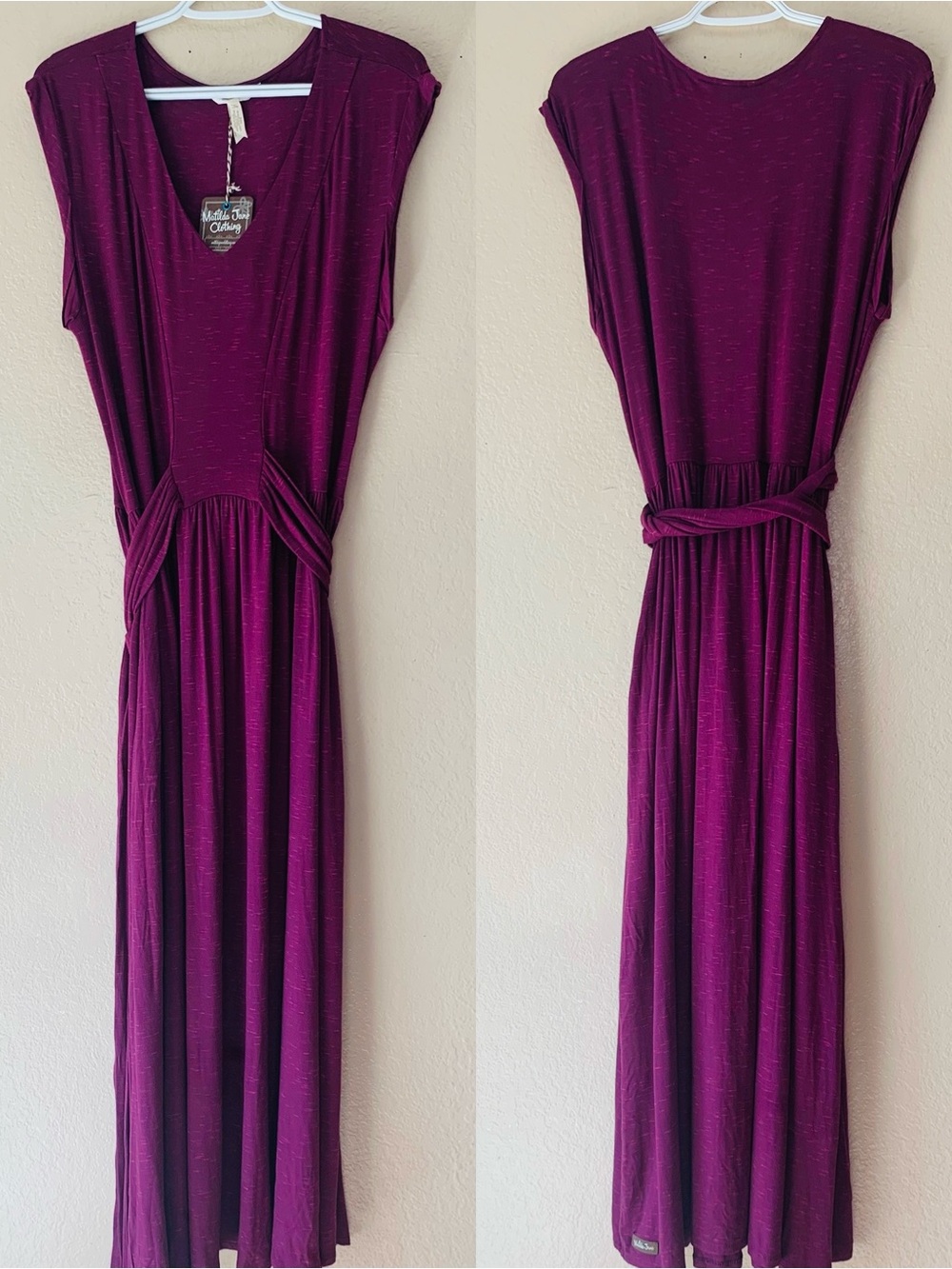 MATILDA JANE Chasing Waterfalls Purple Jersey Tie Waist Maxi Dress Size XL NWT - Picture 4 of 10